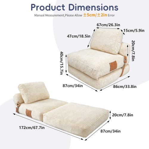 Lazy Sofa Bean Bag Chair,Folding Sofa Bed,Comfy Portable Convertible Fold Out Lounge Chairs for Living Room Bedroom. - Sonkuki