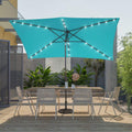 SONKUKI LED 10 x 6.5ft Aluminum Patio Market rectangle Outdoor Umbrellas with Solar Lights and Sturdy Ribs - Sonkuki