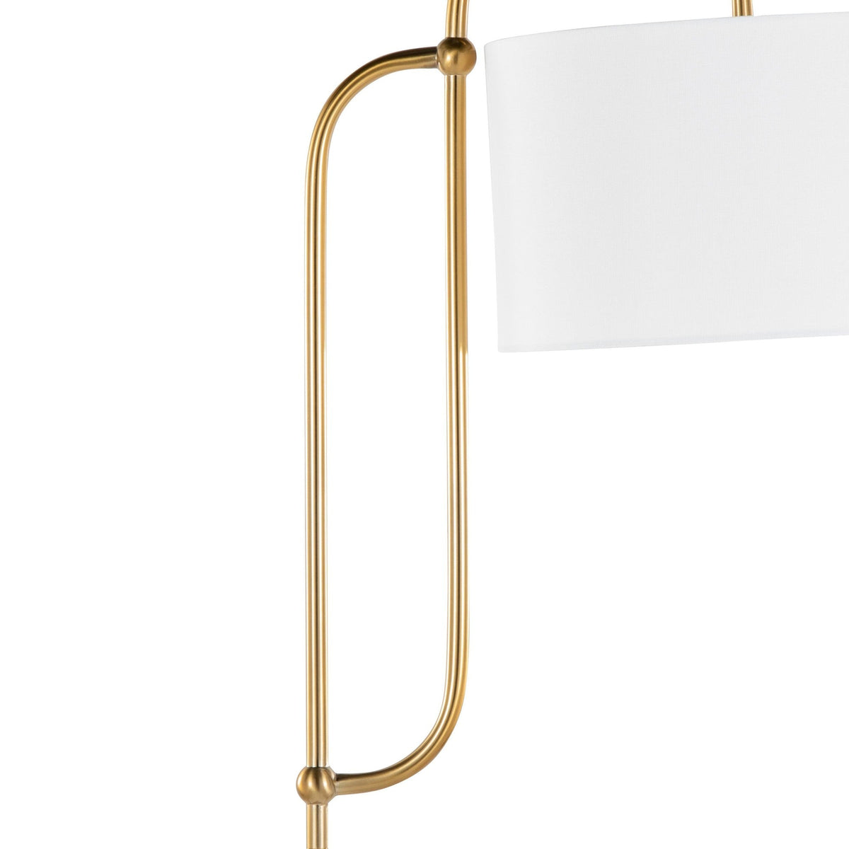 Leslie 63" Glam/art Deco Metal Floor Lamp in White Marble and Gold Metal with White Linen Shade by LumiSource - Sonkuki