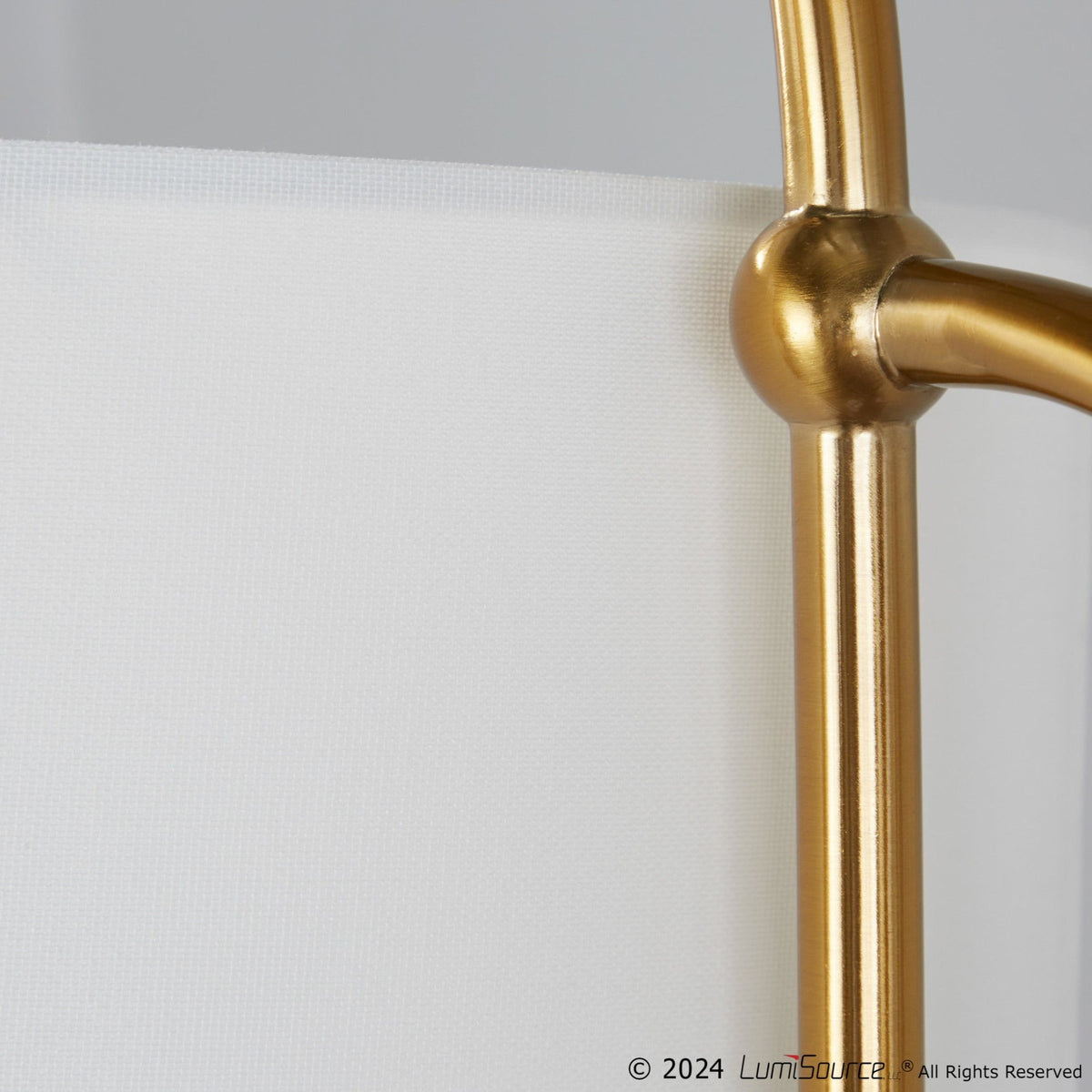 Leslie 63" Glam/art Deco Metal Floor Lamp in White Marble and Gold Metal with White Linen Shade by LumiSource - Sonkuki