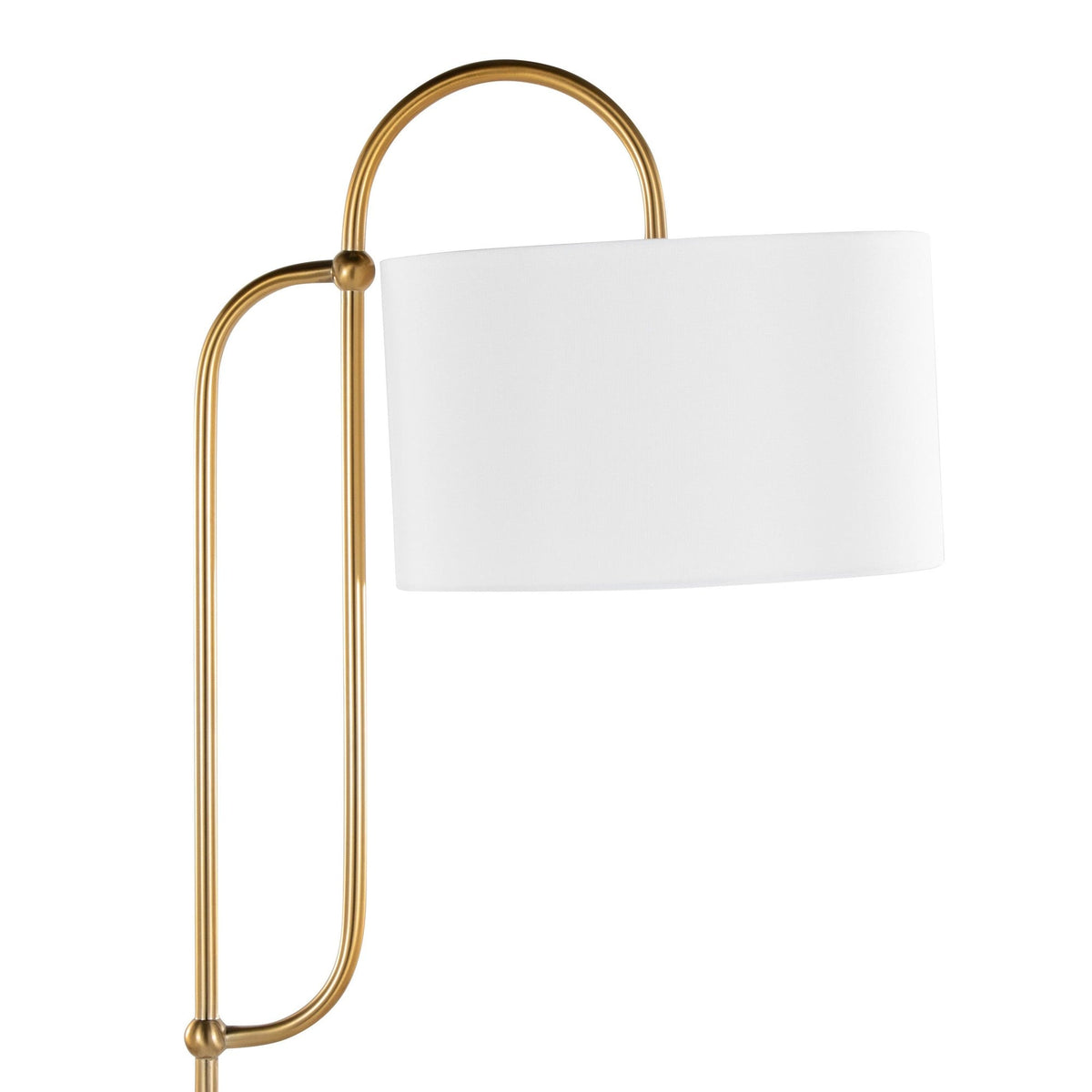 Leslie 63" Glam/art Deco Metal Floor Lamp in White Marble and Gold Metal with White Linen Shade by LumiSource - Sonkuki