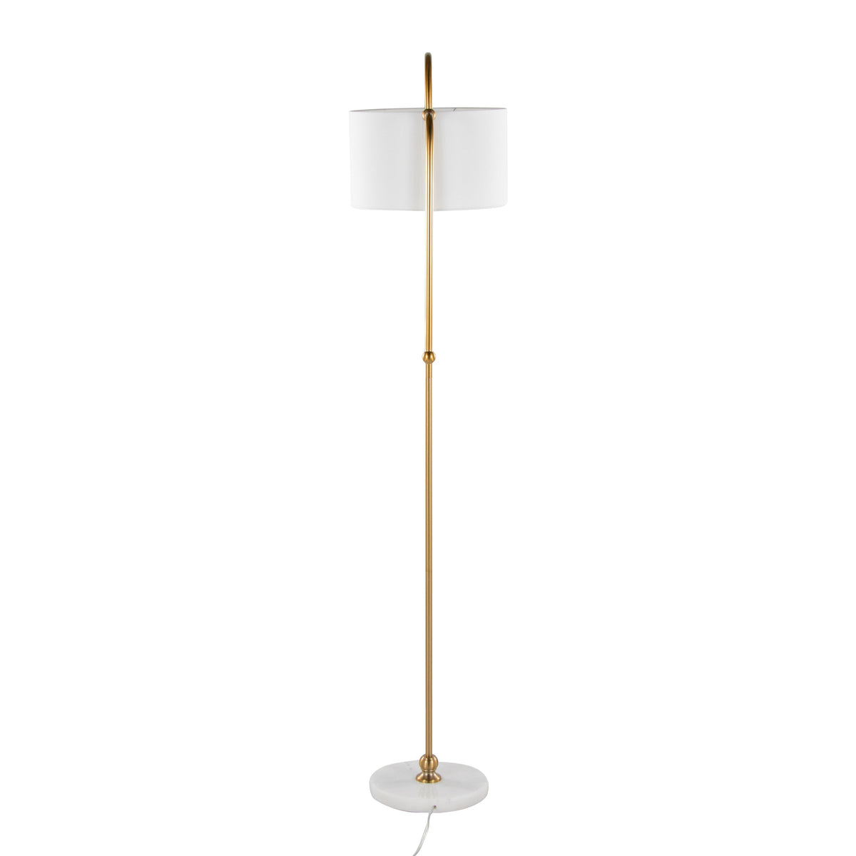 Leslie 63" Glam/art Deco Metal Floor Lamp in White Marble and Gold Metal with White Linen Shade by LumiSource - Sonkuki