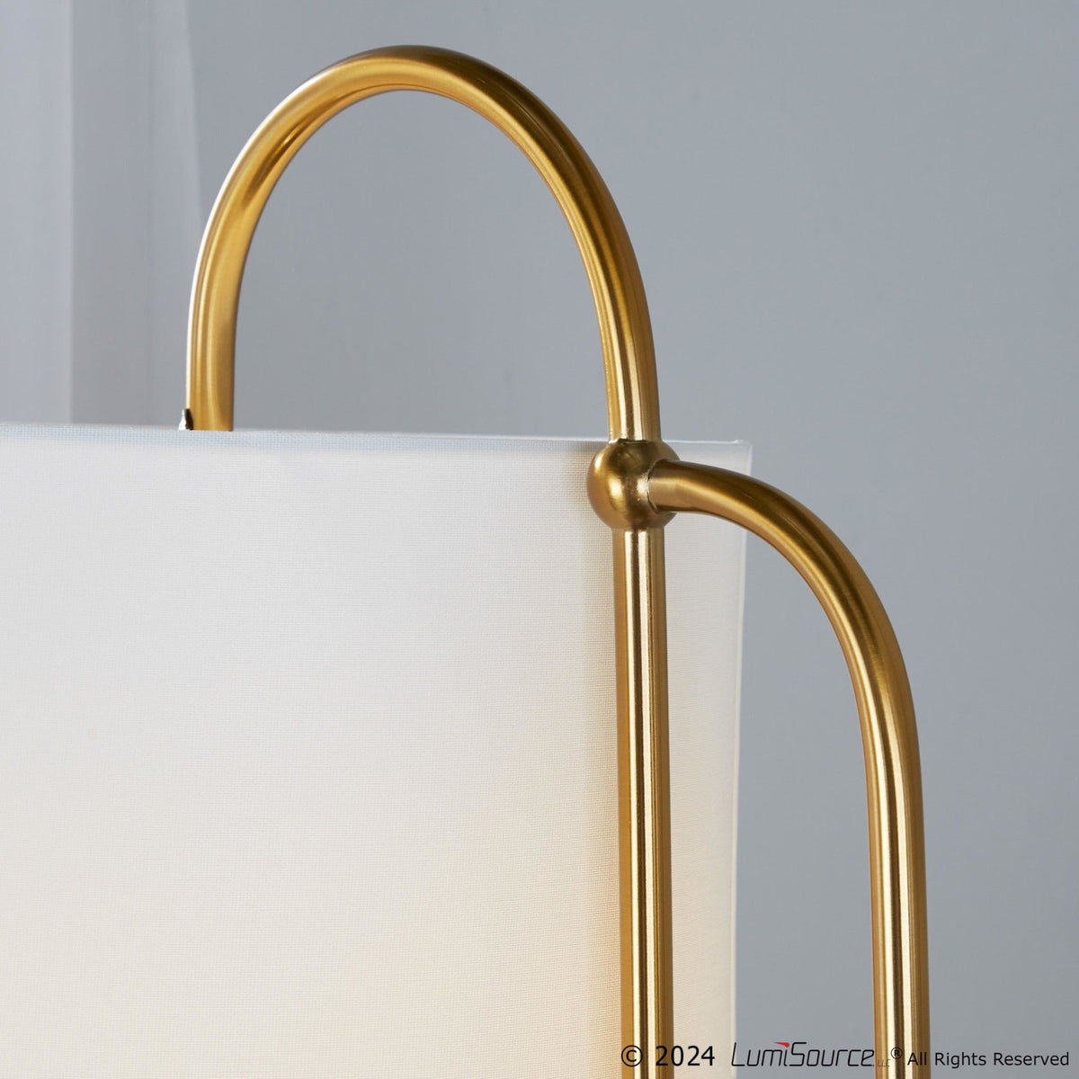 Leslie 63" Glam/art Deco Metal Floor Lamp in White Marble and Gold Metal with White Linen Shade by LumiSource - Sonkuki