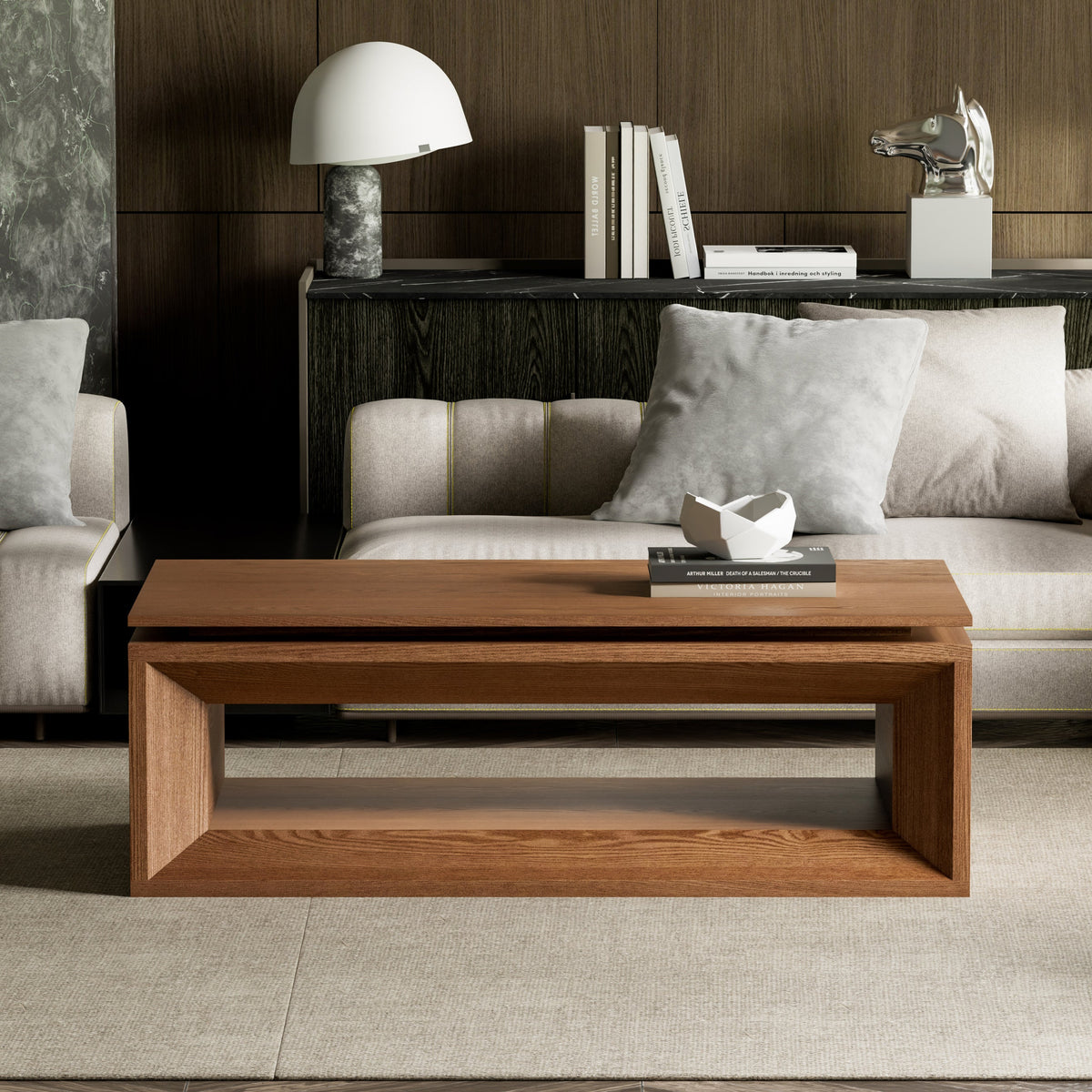 Lift-top Coffee Table Solid Wood Veneered Modern Coffee Table Accent Tea Table with Storage and Adjustable Height for Living Room, Bedroom, Apartment or Office - Sonkuki