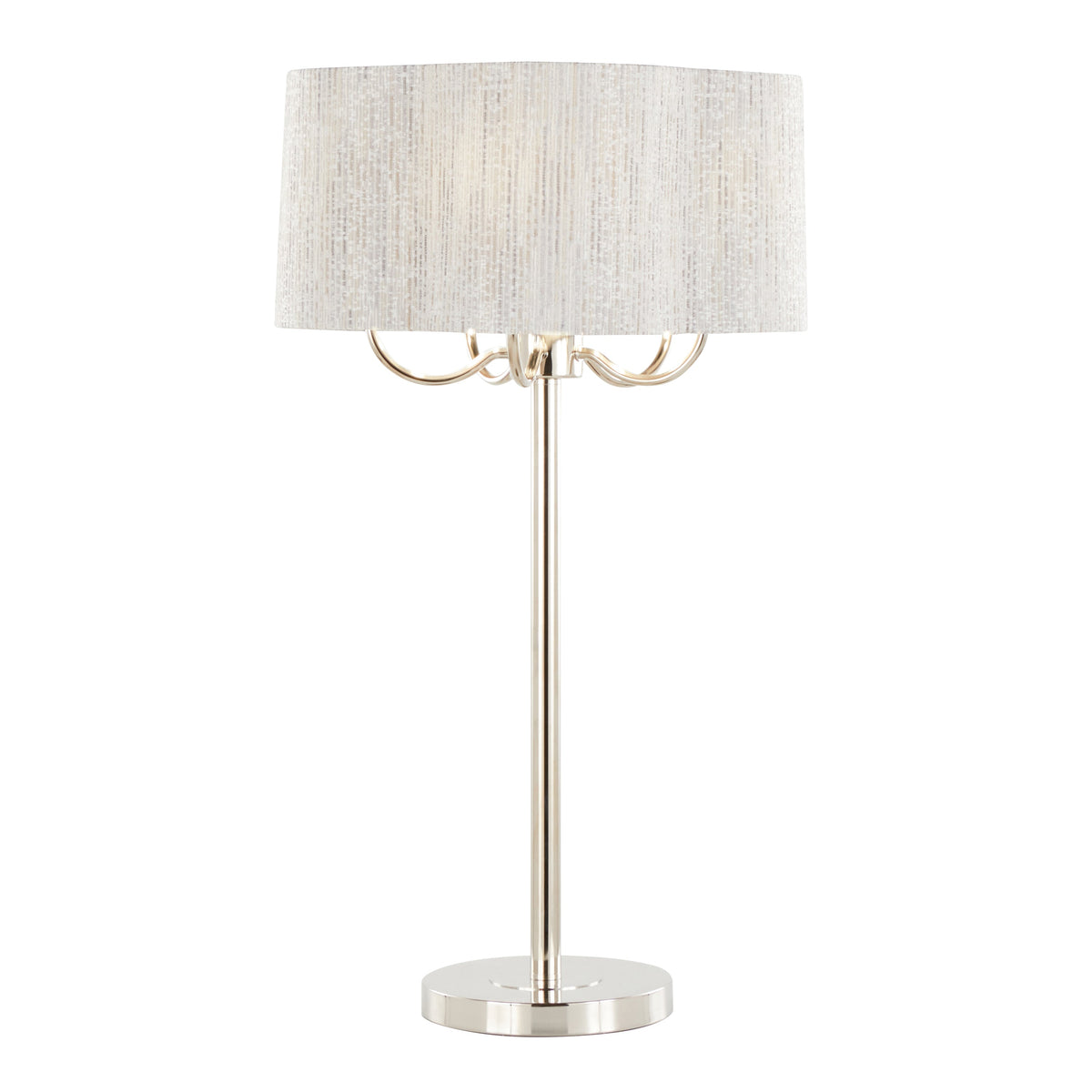Lily 30" Contemporary Metal Table Lamp in Polished Nickel with Grey Linen Hardback Shade from Grandview Gallery by LumiSource - Sonkuki