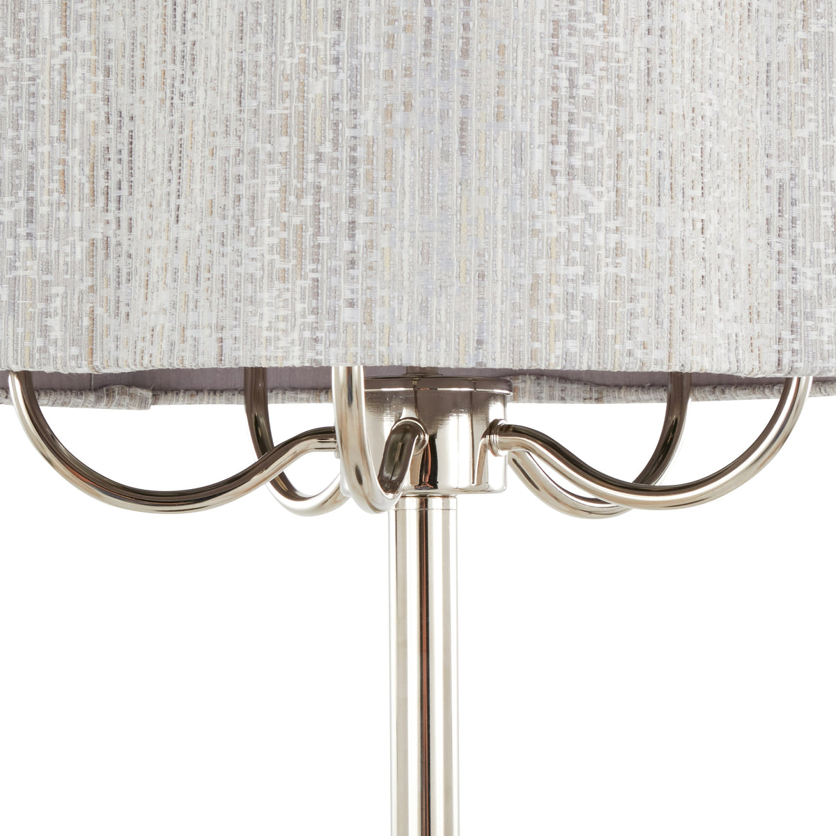 Lily 30" Contemporary Metal Table Lamp in Polished Nickel with Grey Linen Hardback Shade from Grandview Gallery by LumiSource - Sonkuki