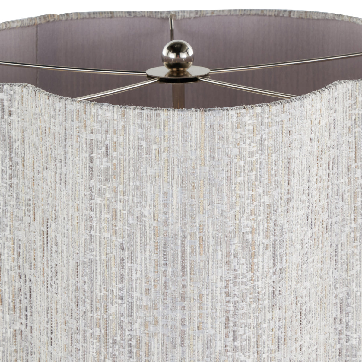 Lily 30" Contemporary Metal Table Lamp in Polished Nickel with Grey Linen Hardback Shade from Grandview Gallery by LumiSource - Sonkuki