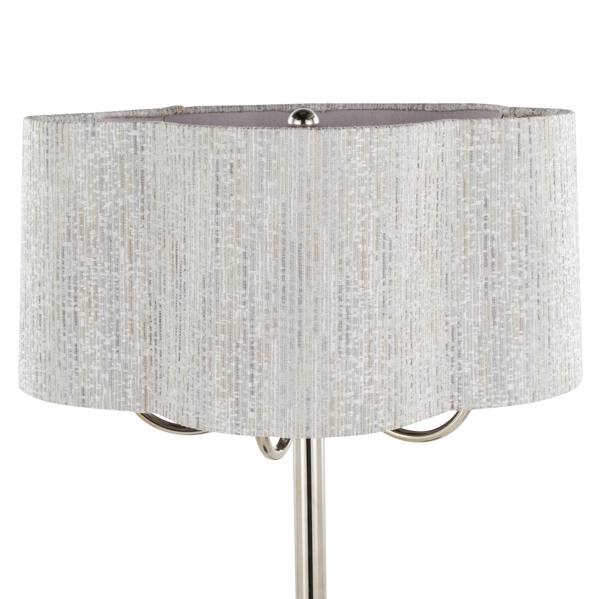 Lily 30" Contemporary Metal Table Lamp in Polished Nickel with Grey Linen Hardback Shade from Grandview Gallery by LumiSource - Sonkuki