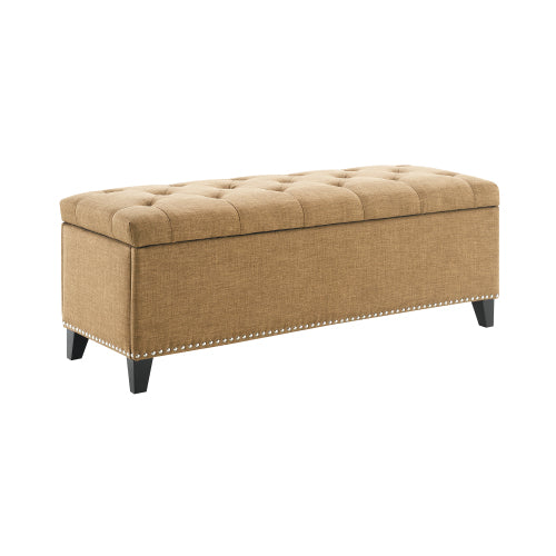 Linen-Look Tufted Storage Bench with Nailhead Trim - product image 14