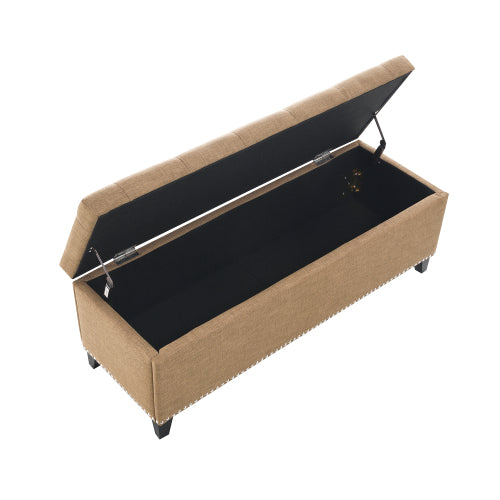 Linen-Look Tufted Storage Bench with Nailhead Trim - product image 15