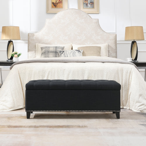 Linen-Look Tufted Storage Bench with Nailhead Trim - product image 17
