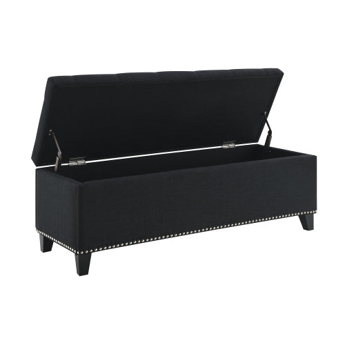 Linen-Look Tufted Storage Bench with Nailhead Trim - product image 20
