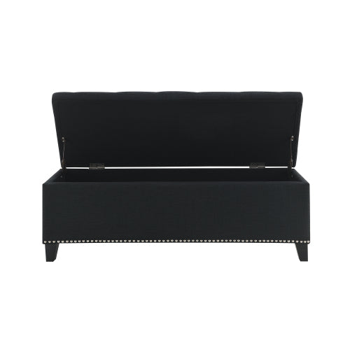 Linen-Look Tufted Storage Bench with Nailhead Trim - product image 22