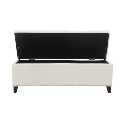 Linen-Look Tufted Storage Bench with Nailhead Trim - product image 5