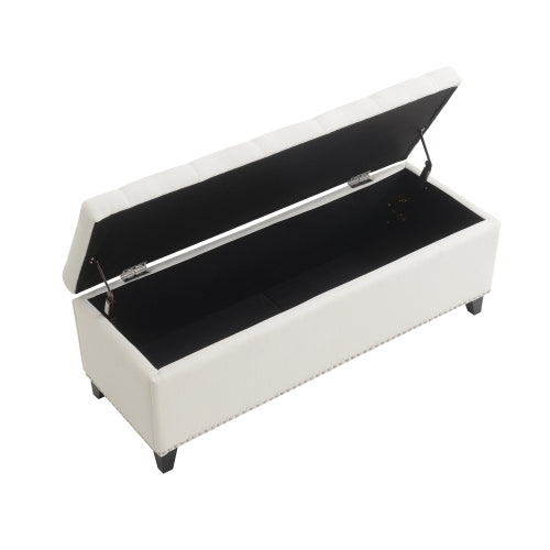 Linen-Look Tufted Storage Bench with Nailhead Trim - product image 6
