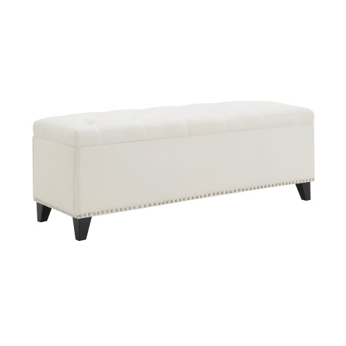 Linen-Look Tufted Storage Bench with Nailhead Trim - product image 7