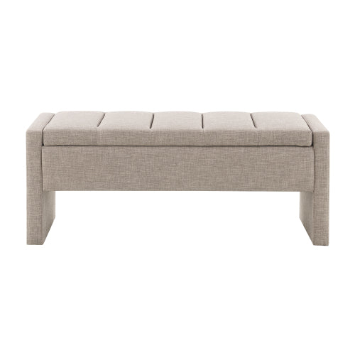 Linen-Look Upholstered Bench with Square Padded Arms - main product image