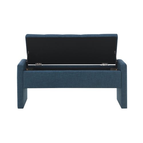 Linen-Look Upholstered Bench with Square Padded Arms - Sonkuki