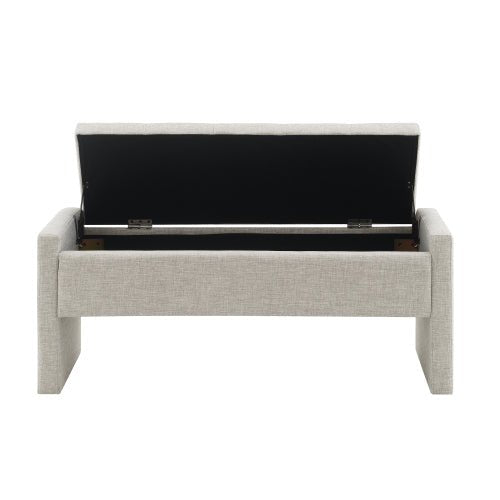 Linen-Look Upholstered Bench with Square Padded Arms - Sonkuki