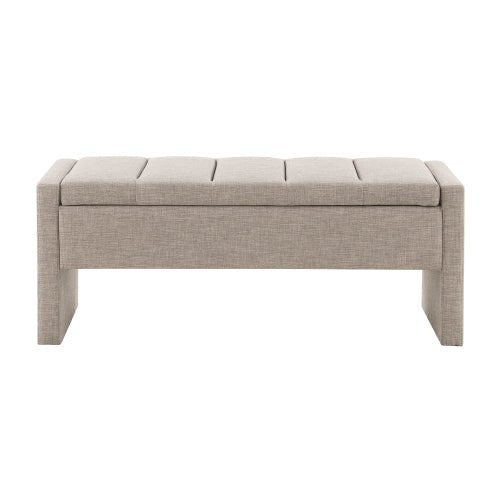 Linen-Look Upholstered Bench with Square Padded Arms - Sonkuki