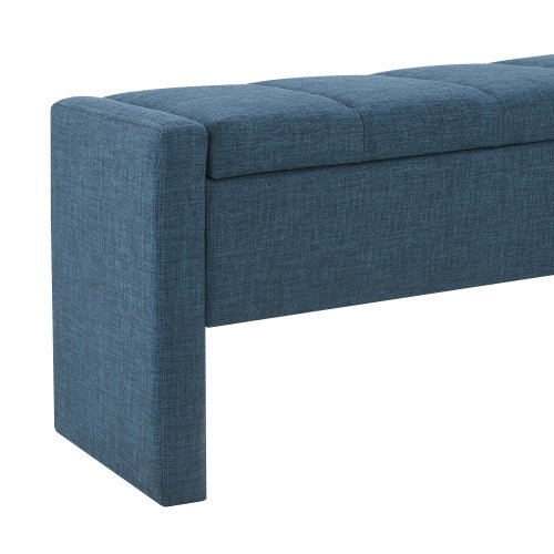 Linen-Look Upholstered Bench with Square Padded Arms - Sonkuki