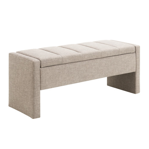Linen-Look Upholstered Bench with Square Padded Arms - product image 5