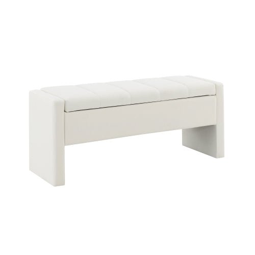 Linen-Look Upholstered Bench with Square Padded Arms - Sonkuki