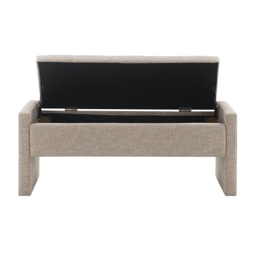 Linen-Look Upholstered Bench with Square Padded Arms - product image 6
