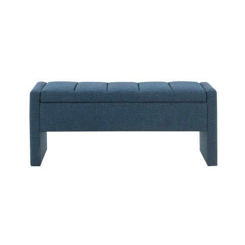 Linen-Look Upholstered Bench with Square Padded Arms - Sonkuki