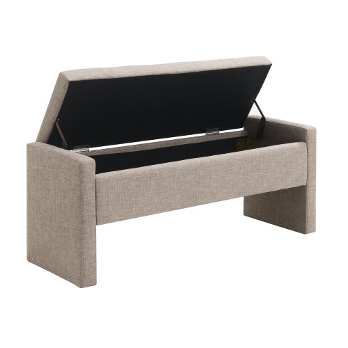 Linen-Look Upholstered Bench with Square Padded Arms - product image 7