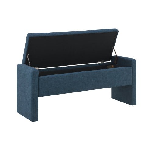 Linen-Look Upholstered Bench with Square Padded Arms - Sonkuki