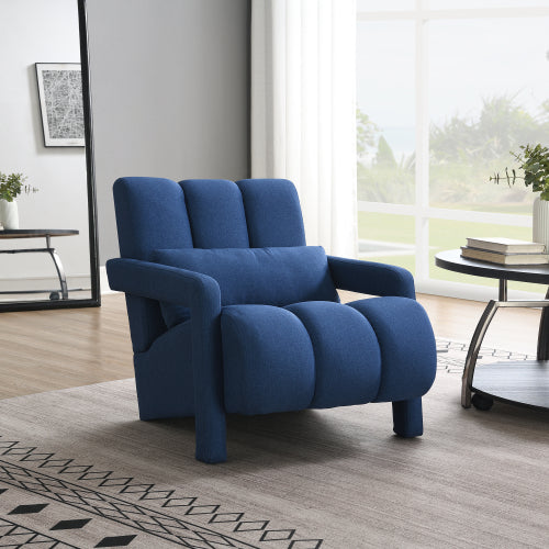 Linen Recliner Armchair with Lumbar Pillow and Wood Frame - main product image