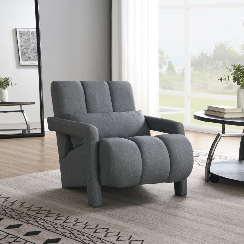 Linen Recliner Armchair with Lumbar Pillow and Wood Frame - product image 14