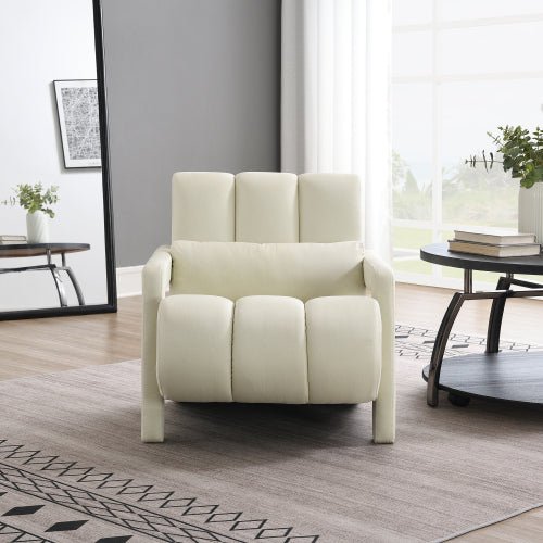 Linen Recliner Armchair with Lumbar Pillow and Wood Frame - Sonkuki