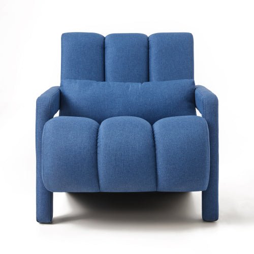 Linen Recliner Armchair with Lumbar Pillow and Wood Frame - Sonkuki