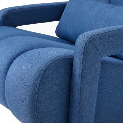Linen Recliner Armchair with Lumbar Pillow and Wood Frame - Sonkuki