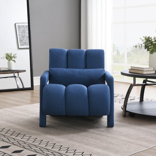 Linen Recliner Armchair with Lumbar Pillow and Wood Frame - Sonkuki