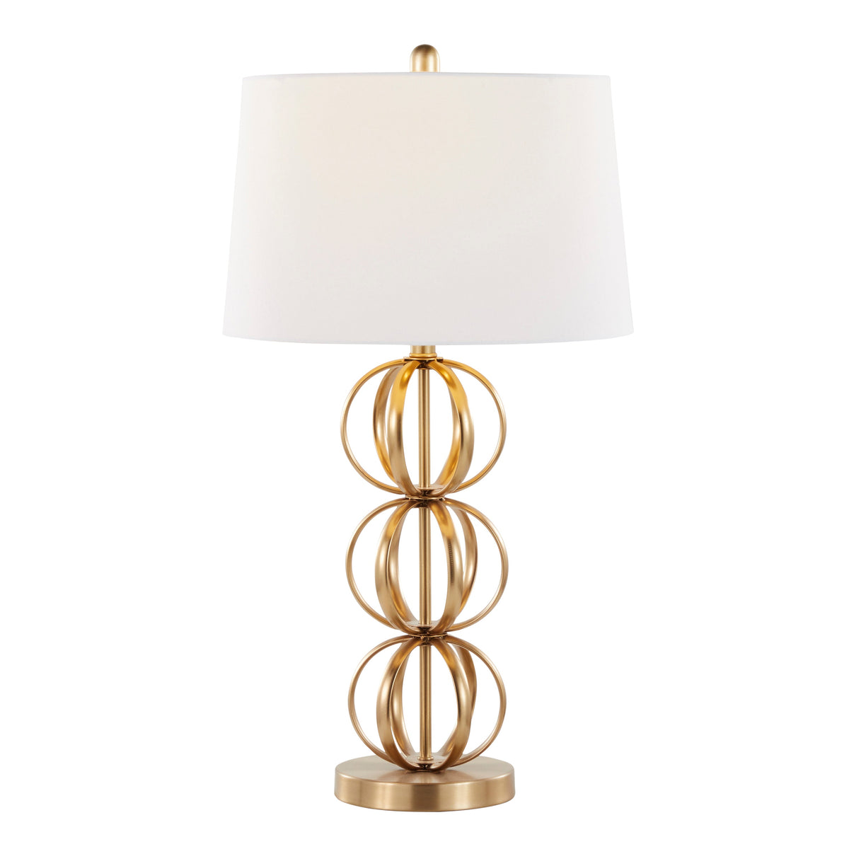 Linx 29" Contemporary Metal Table Lamp in Gold Metal and White Linen Shade from Grandview Gallery by LumiSource - Set of 2 - Sonkuki