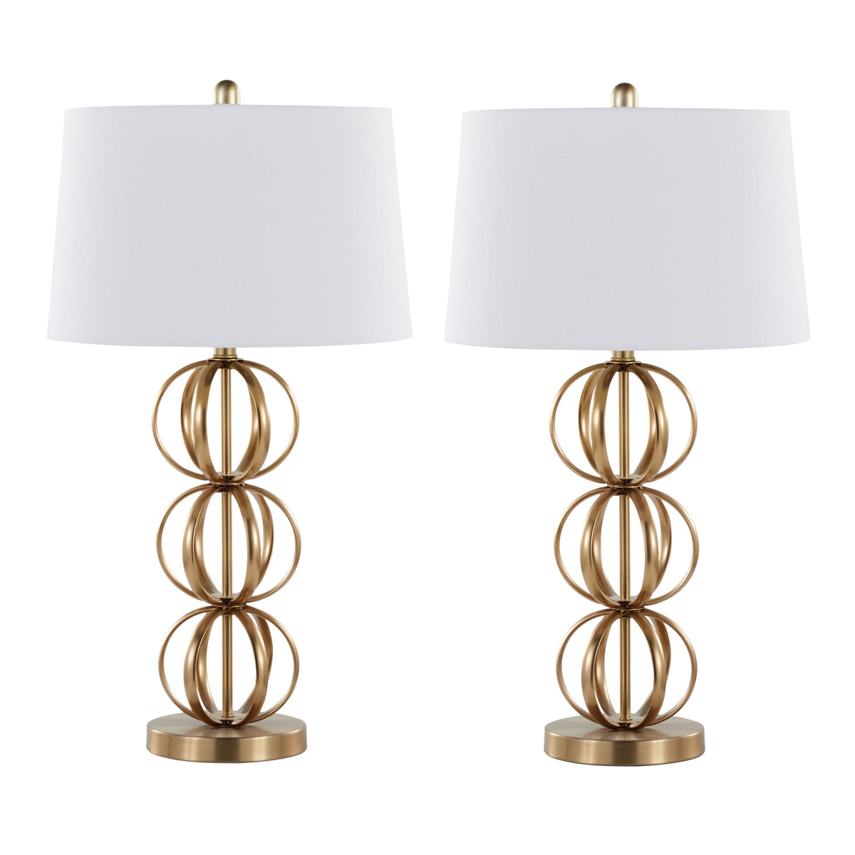 Linx 29" Contemporary Metal Table Lamp in Gold Metal and White Linen Shade from Grandview Gallery by LumiSource - Set of 2 - Sonkuki