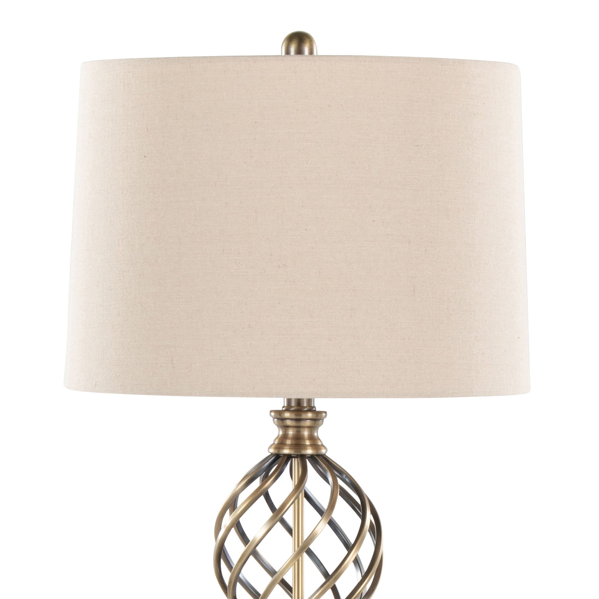 Linx Twist 29" Contemporary Metal Table Lamp in Antique Soft Brass and White Linen Shade from Grandview Gallery by LumiSource - Set of 2 - Sonkuki