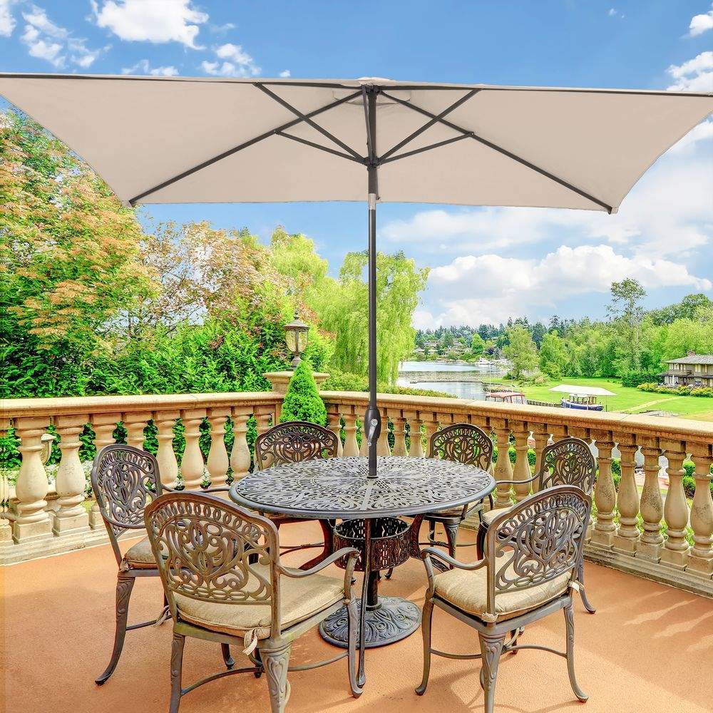 SONKUKI 10 x 6.5ft Outdoor Patio Market Table Rectangle Umbrellas Nonfading Canopy and Sturdy Ribs - Sonkuki