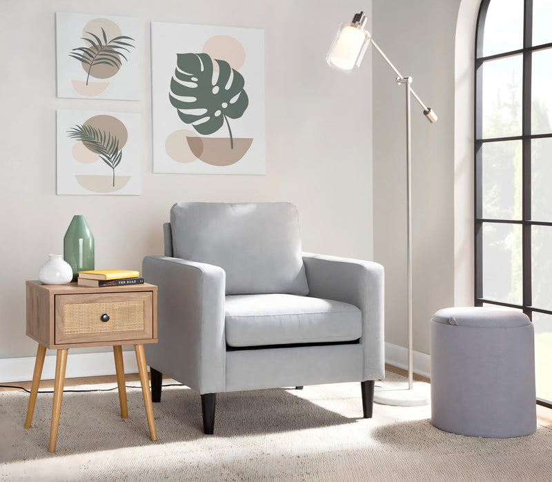 Marcel Contemporary/Glam Floor Lamp in White Marble and Nickel Metal with Clear and Frosted Glass Shade by LumiSource - main product image