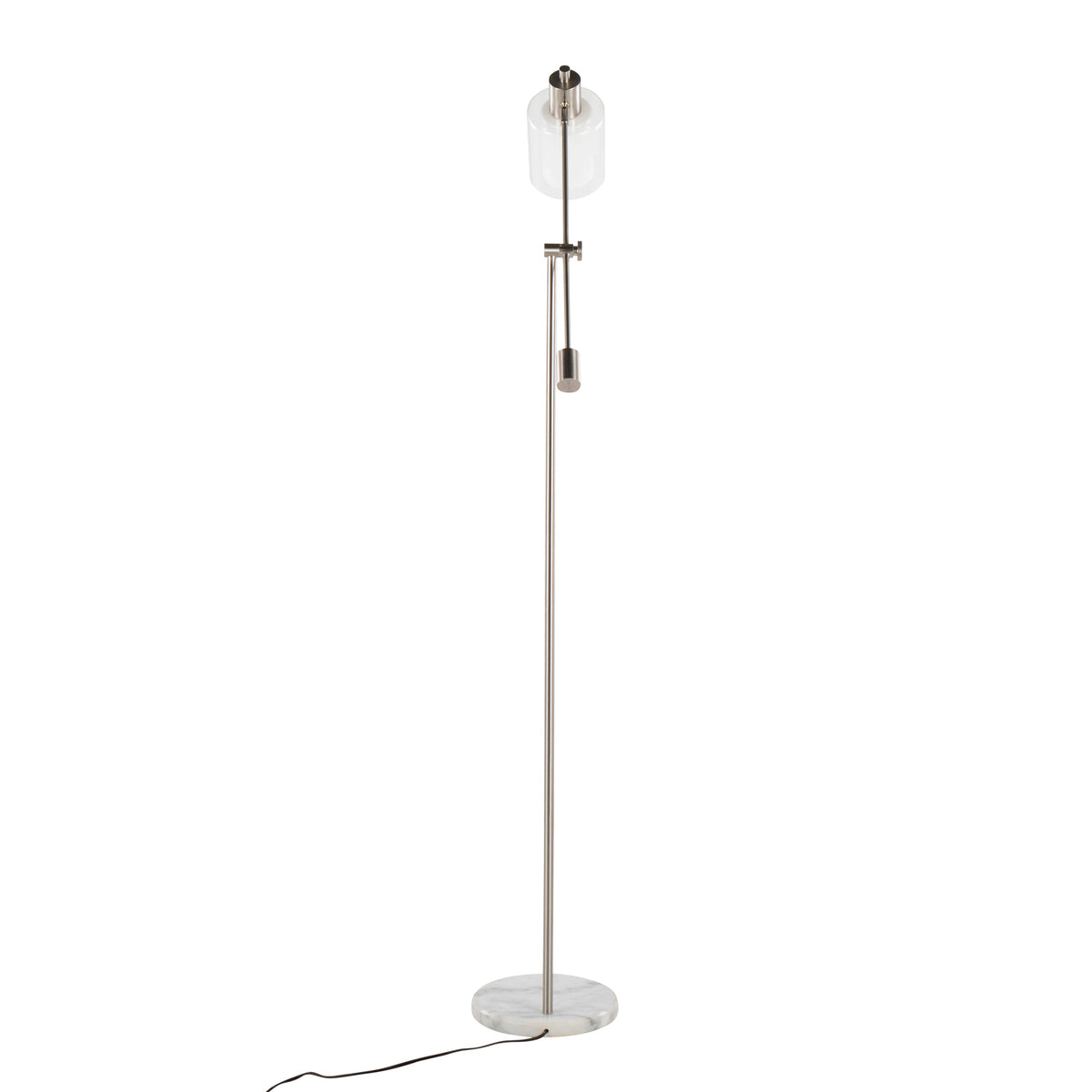 Marcel Contemporary/Glam Floor Lamp in White Marble and Nickel Metal with Clear and Frosted Glass Shade by LumiSource - Sonkuki