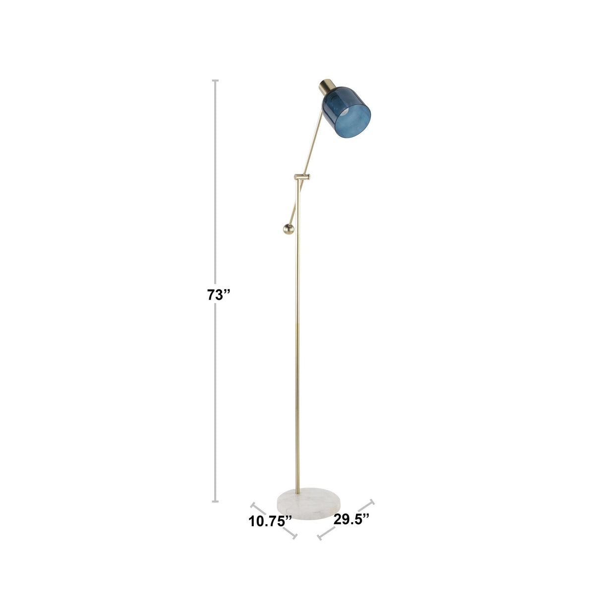 Marcel Contemporary/Glam Floor Lamp in White Marble and Nickel Metal with Clear and Frosted Glass Shade by LumiSource - Sonkuki