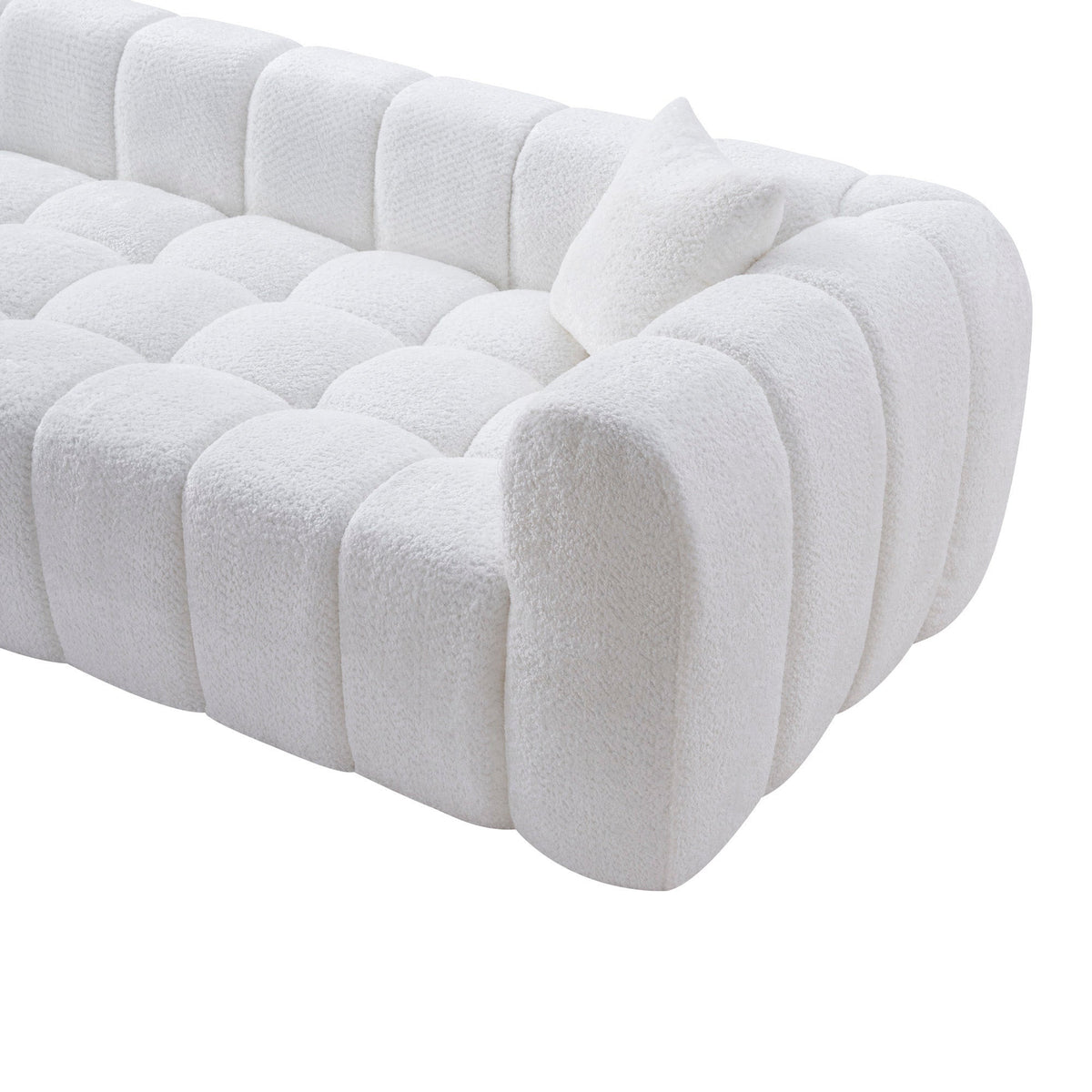 Marshmallow Cloud Compressed Sofa, 102.7" Oversized with Two Cushions, Modern Soft Boucle Sofa for Living Room, Apartment - Sonkuki