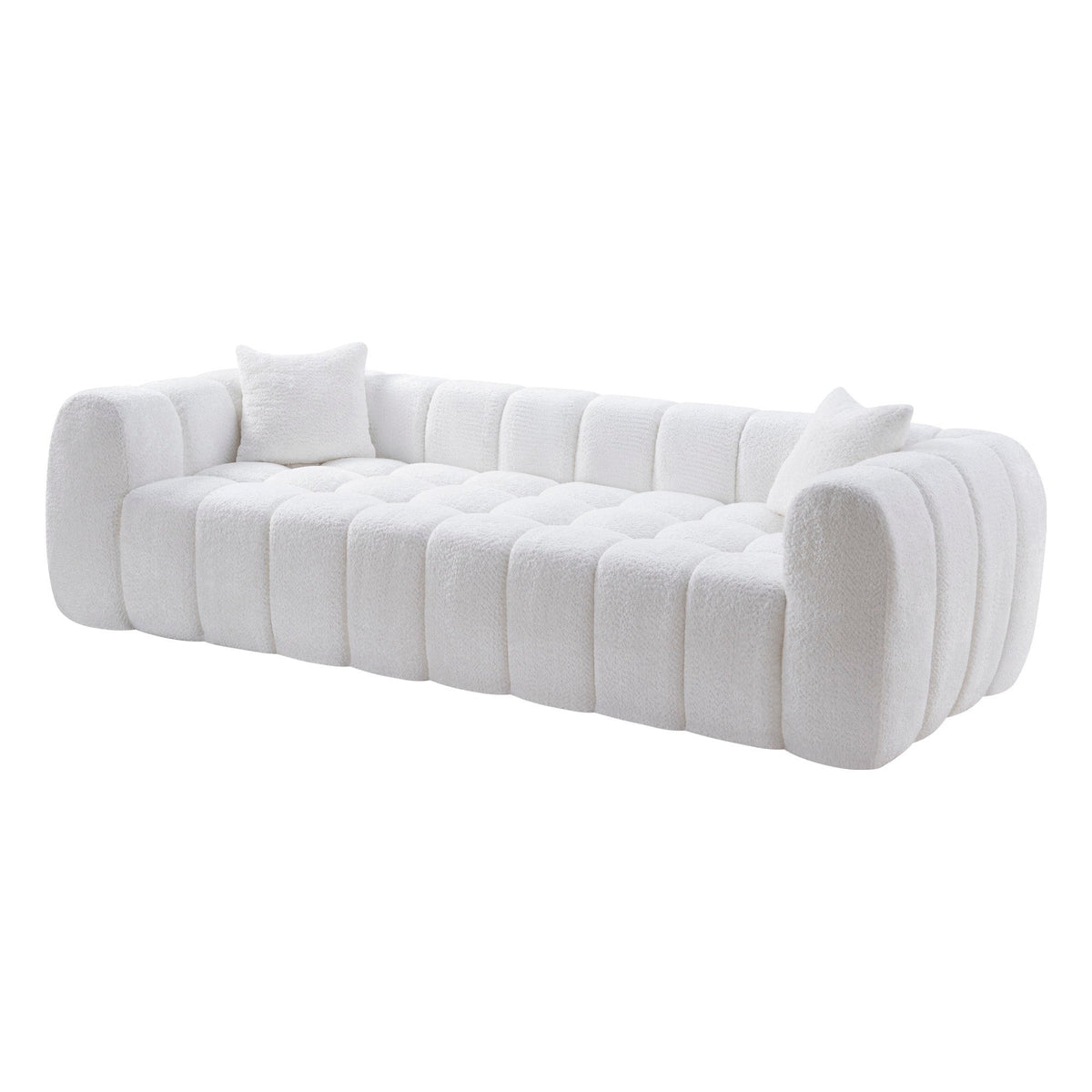 Marshmallow Cloud Compressed Sofa, 102.7" Oversized with Two Cushions, Modern Soft Boucle Sofa for Living Room, Apartment - Sonkuki