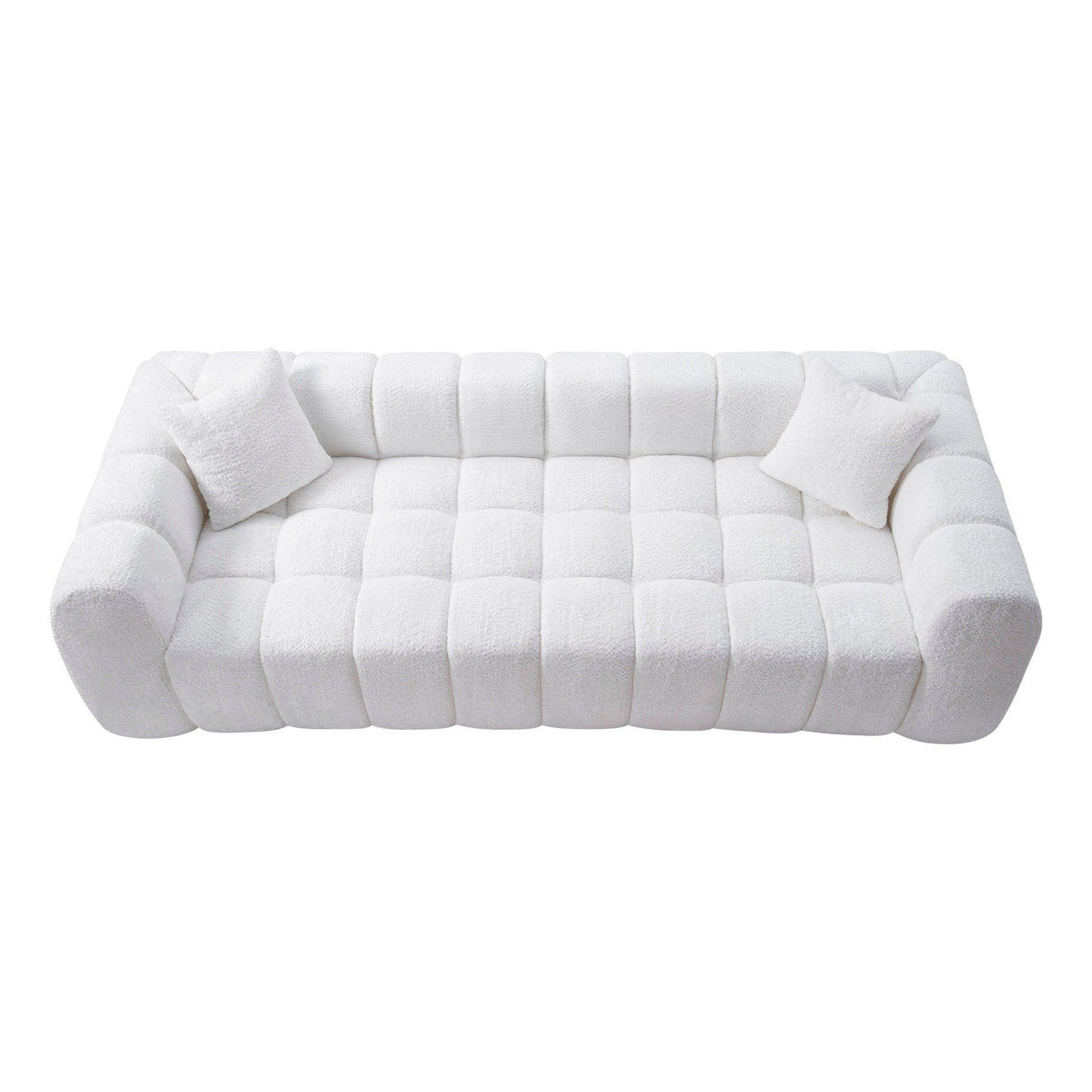 Marshmallow Cloud Compressed Sofa, 102.7" Oversized with Two Cushions, Modern Soft Boucle Sofa for Living Room, Apartment - Sonkuki