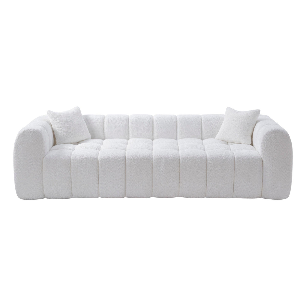 Marshmallow Cloud Compressed Sofa, 102.7" Oversized with Two Cushions, Modern Soft Boucle Sofa for Living Room, Apartment - Sonkuki