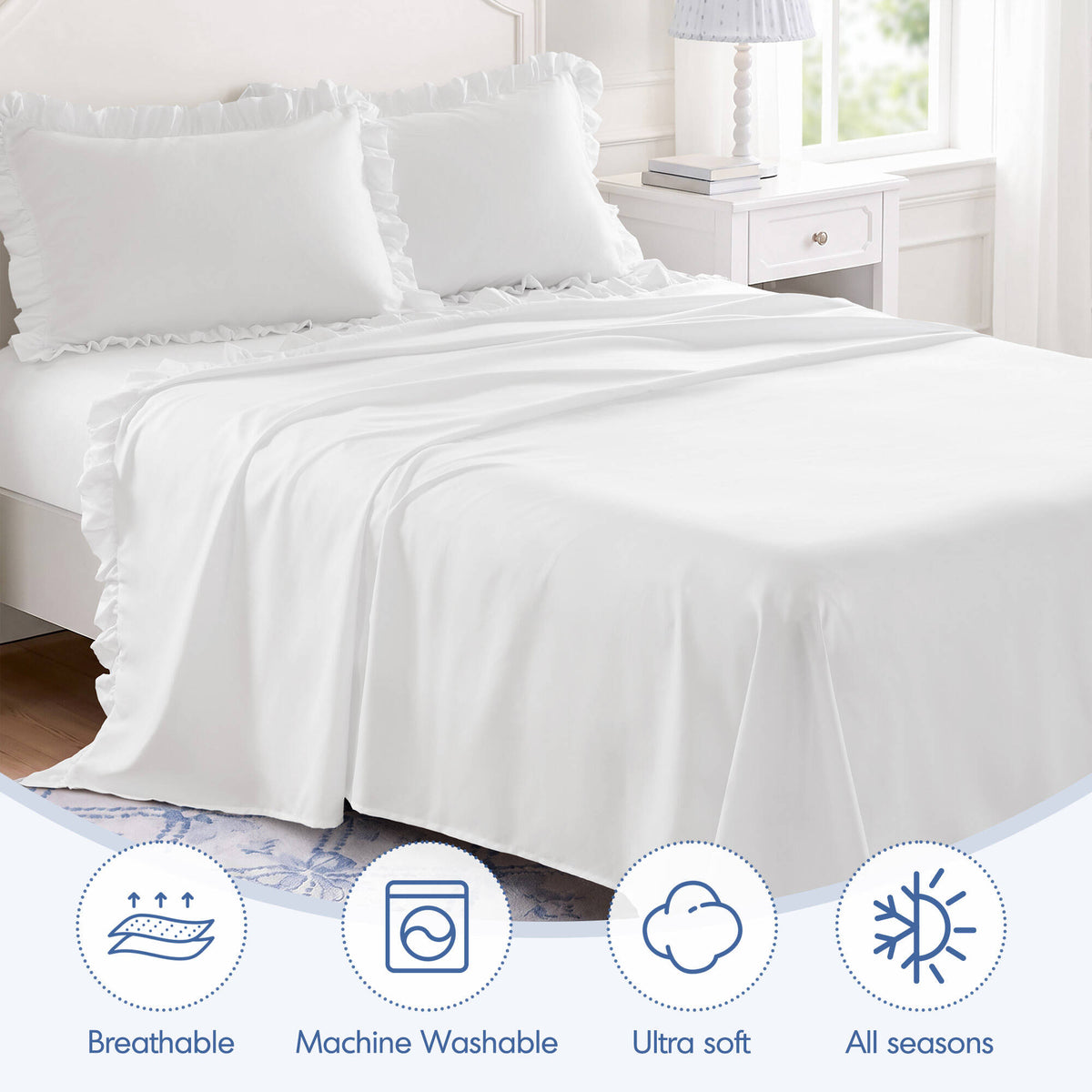 MF Solid Ruffled Hem Sheets, Bright White - product image 17
