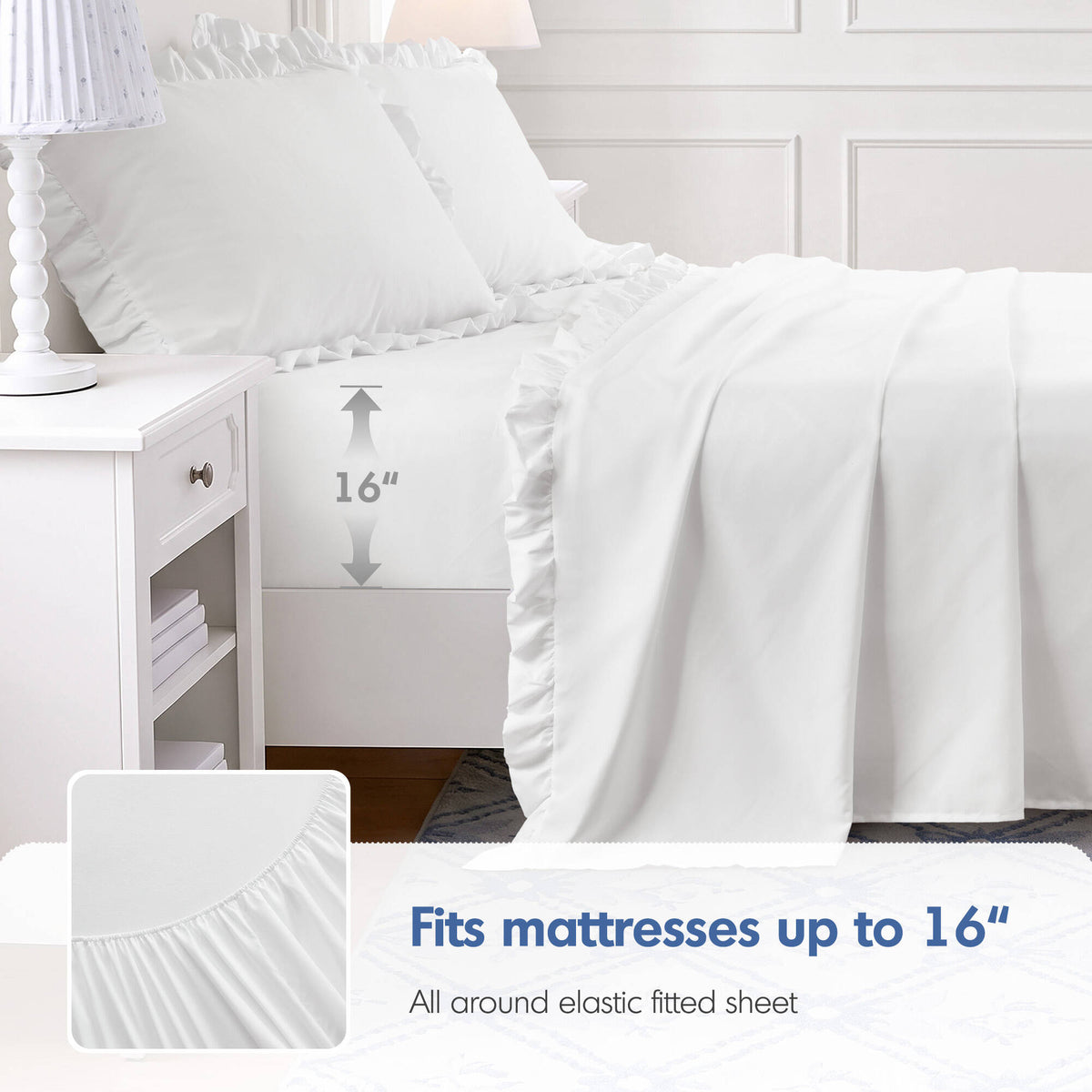 MF Solid Ruffled Hem Sheets, Bright White - product image 31